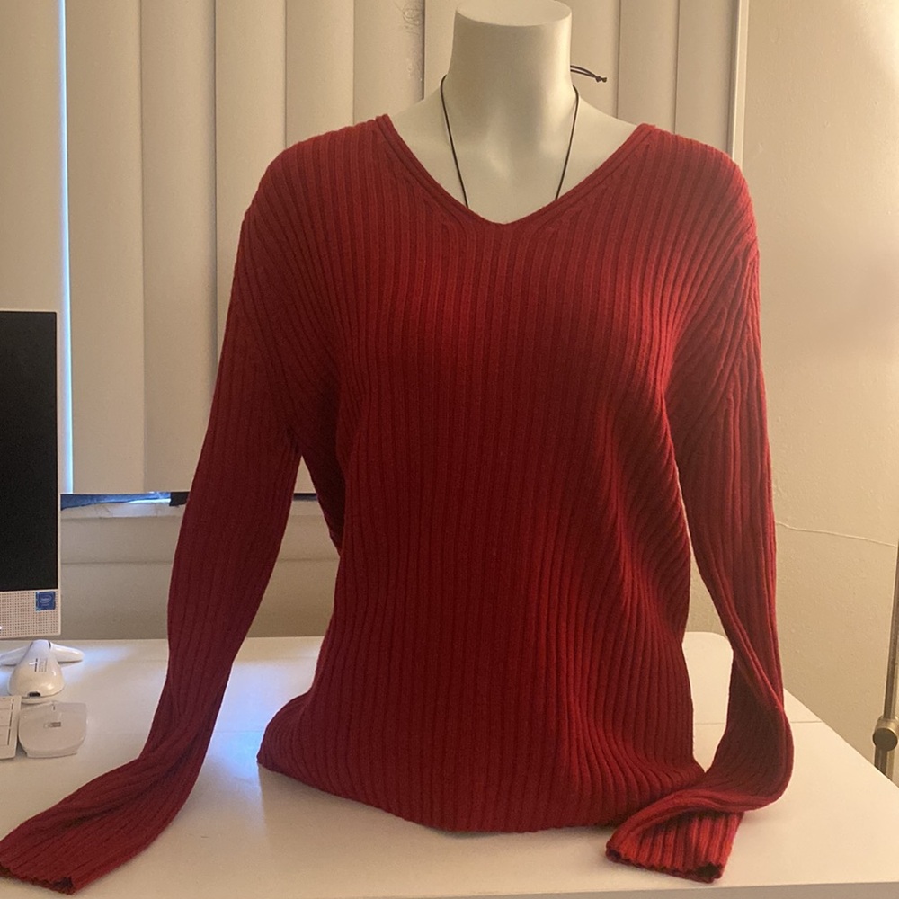 Vintage L.L. Bean Women's Red 100% Merino Wool Sweater